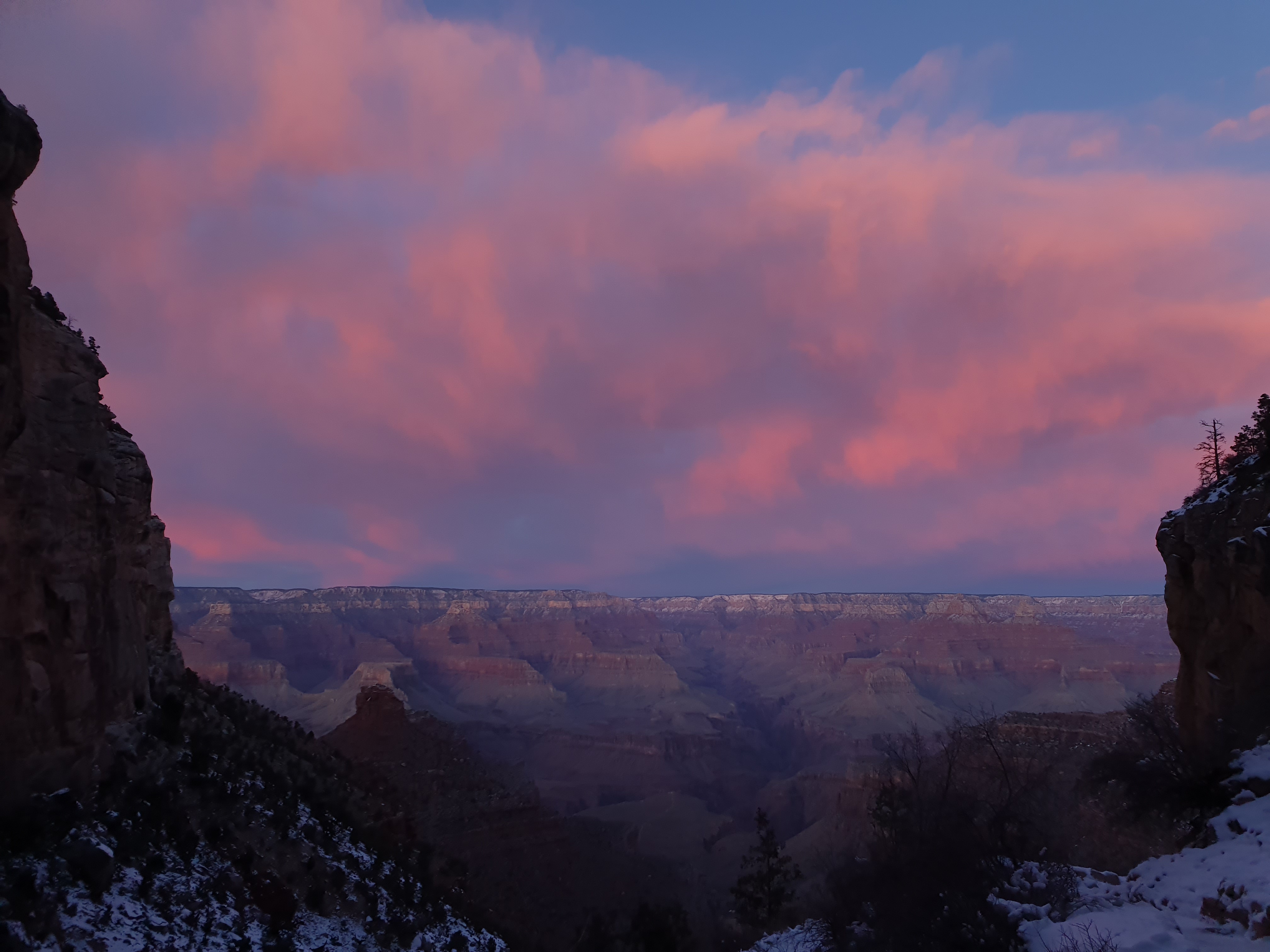 Grand Canyon landscape in January during sunset